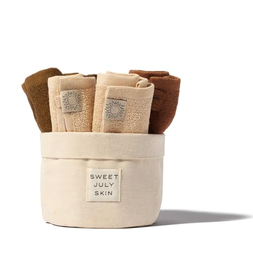 SWEET JULY Reusable Cotton Face Towels Set for Makeup Removal – Day & Night, Pack of 6
