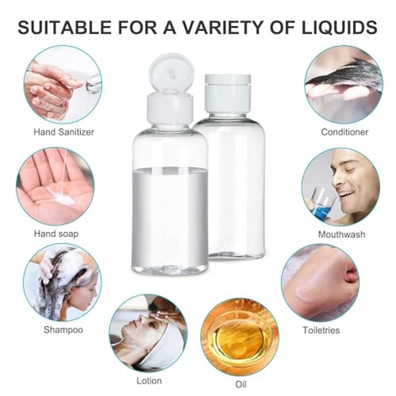 100Pack 1.7oz/50ml Plastic Empty Squeeze Bottles with Flip Cap Hand Sanitizer Bottle small travel Size bottles Refillable Container for Shampoo Lotion Cream Body Soap Baby Shower Wedding Party Favors