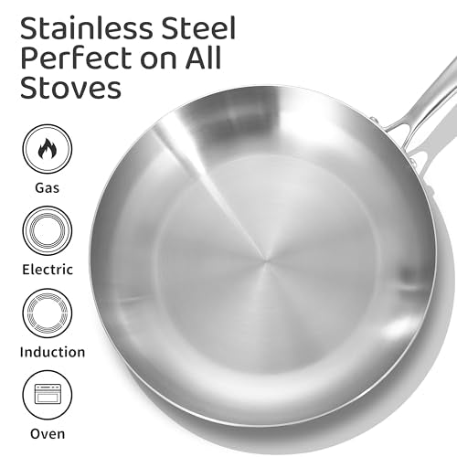 8-10-12 Inch Frying Pan Set - Tri-Ply Stainless Steel Skillets - Variations