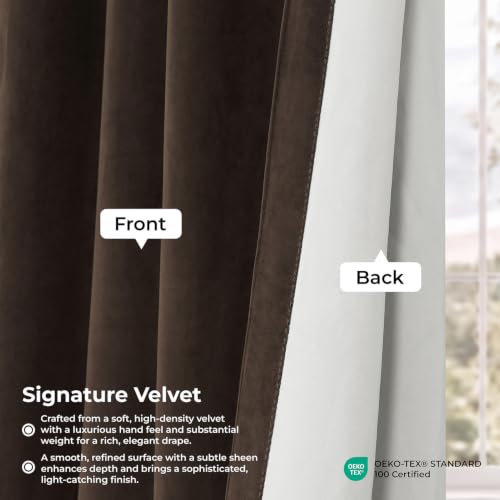 Velvet Thermal Blackout Curtains - Java / 100W x 108L - Insulated Bedroom & Living Room Panel