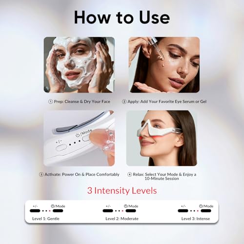 Red Light Therapy Eye Massager for Dark Circles and Puffiness, Portable Eye Care Device with 3 Modes for Wrinkles & Anti-Aging, Ideal for Daily Skincare Routines