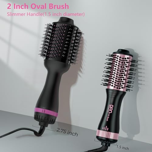 DAN Dual Voltage Hair Dryer Brush - Black 4-in-1 Travel Styling Tool