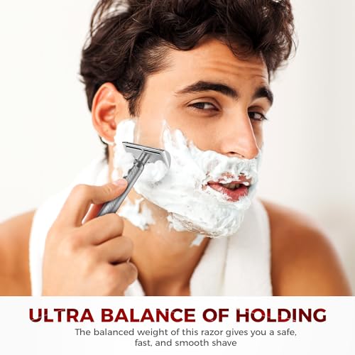 Noble Silver Double Edge Safety Razor with Stand - Men & Women Shaving Kit