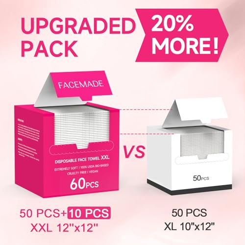 Disposable Face Towels 180 Count - XXL Pink Face Cloths, 12" x 12"