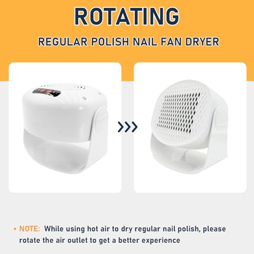 600W Nail Dryer with Hot & Cool Air, Adjustable Speed, Rotating Fan, Professional Manicure Equipment