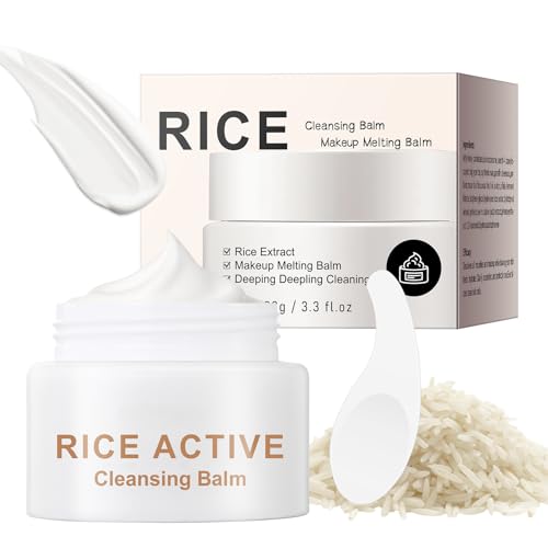 Makeup Remover Cleansing Balm, Deep Cleansing Remover Melting Balm, Hydrating Facial Cleanser with Rice, Melt Stubborn Waterproof Make Up, Mascara, Lips, Face, Eye Liner - Vegan Skincare
