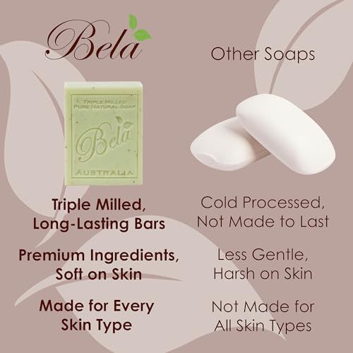 BELA Extra Creamy Goat Milk Soap 3.3 OZ Pack of 12, Long Lasting French Triple Milled Bar Soap Enriched with Organic Shea Butter, Hand, Face and Body Wash Bar, Made in Australia