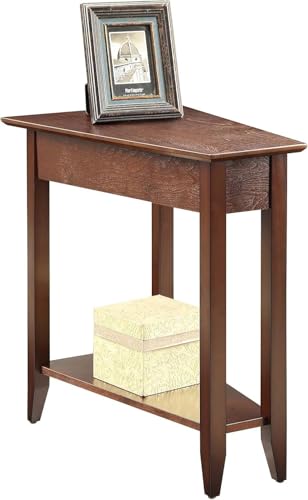 American Heritage Wedge End Table - Narrow Chairside Accent with Storage Shelf - Espresso Finish
