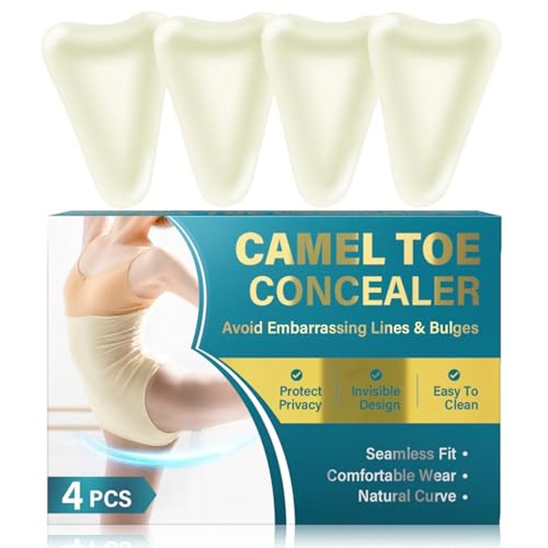 Camel Toe Concealer, 4PCS Camel Toe Underwear Cover Pad for Women, Reusasble and Washable Silicone Anti Camel Toe Insert for Leggings, Bikini, Swimsuits &Tight Clothes, Easy to Clean