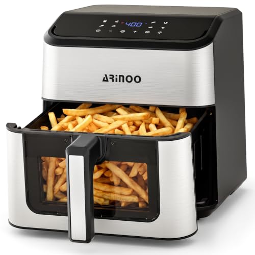 8 Qt Air Fryer with Viewing Window, 8 Presets & Recipe Book