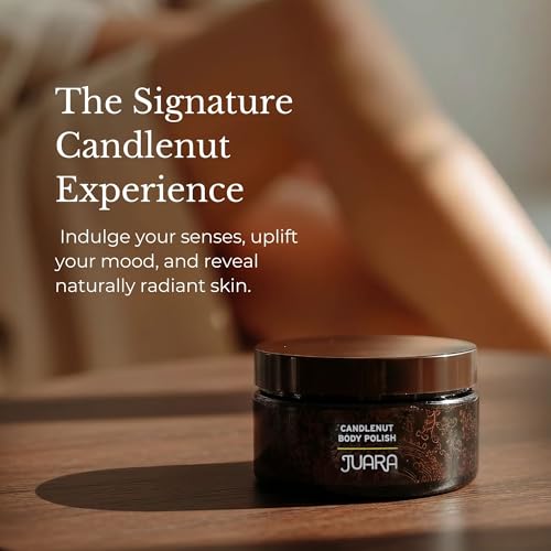 Juara Candlenut Body Polish 7.5 Fl Oz - 2-in-1 Exfoliating & Moisturizing Body Scrub with Candlenut Oil & Rice Bran