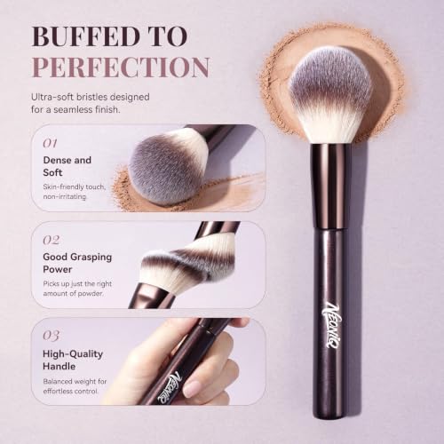 14-Piece Professional Makeup Brush Set with Travel Cosmetic Bag - Brown
