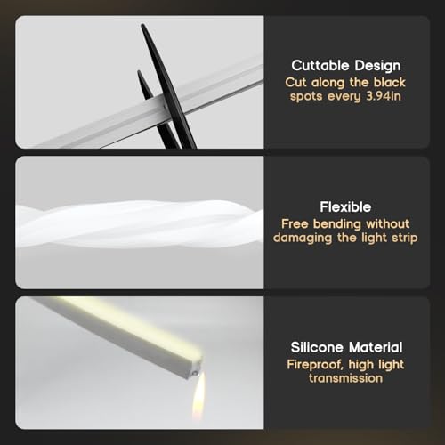 VOEWT Warm White LED Strip Lights 65.6ft Waterproof Neon Rope Lights for Indoor & Outdoor Use