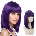 Purple Short Bob Wig with Bangs for Women - Halloween & Cosplay Costume