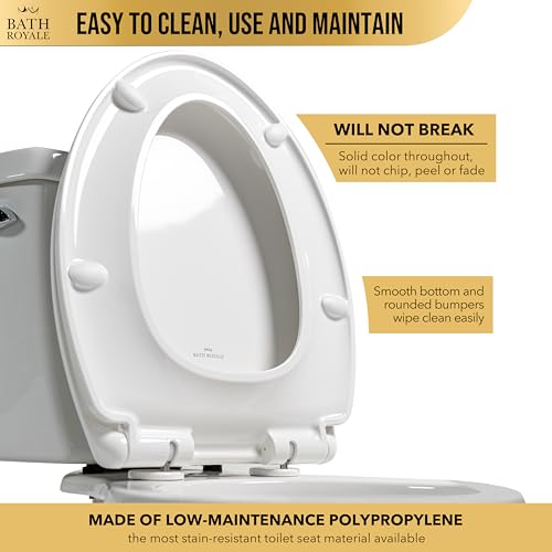 Bath Royale White Round Soft Close Toilet Seat BR500-00 with Lid - Durable & Easy to Clean