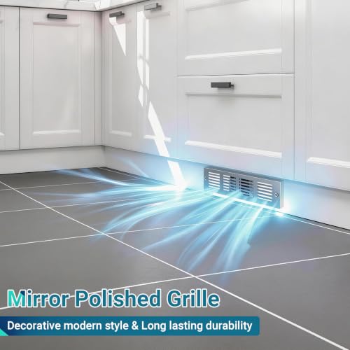4-Inch Under-Cabinet Toe Kick Duct Kit with Grille | Stainless Steel