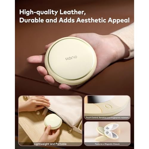 llano Compact Mirror, Lighted Travel Makeup Mirror with 1X/2X Magnifying Double Sided Dimmable Portable Pocket Mirror for Handbag and Pocket,Foldable Compact Mirror 3.6"L x 0.8"W, USB Charging(Yellow)