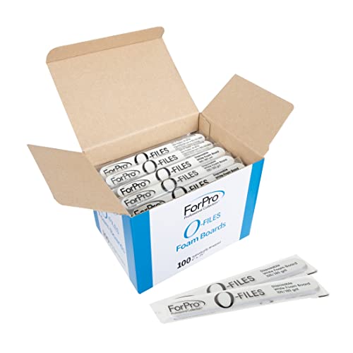 ForPro O-Files Foam Board Nail Files 100/180 Grit, White - 100 Count Disposable