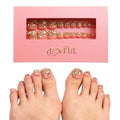 Press On Toenails Golden Glitter - Reusable Fake Toe Nails 20 PCS - Free Size