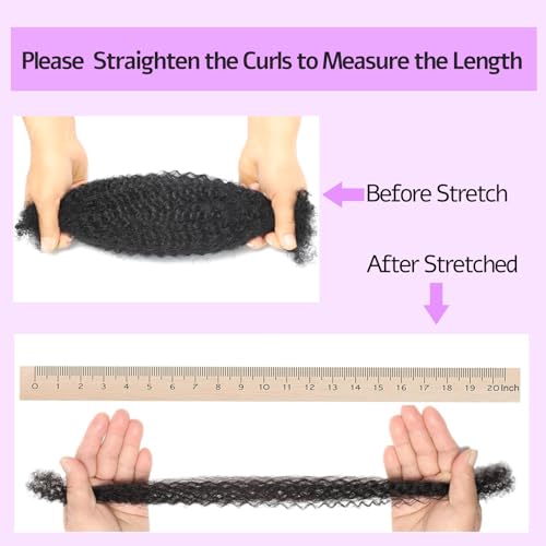 Suntefic Natural Black Afro Kinky Curly Human Hair Bundles 20 Inch for Braiding & Locs