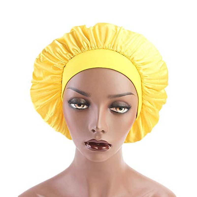 beauty YFJH Soft Satin Silk Salon Bonnet Night Sleeping Wide Band Hat Hair Loss Cap for Women