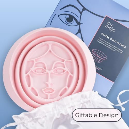 Facial Cold Plunge Soft Pink | Collapsible Ice Facial Bowl with Built-In Ice Tray for Skin Tightening & Acne Relief
