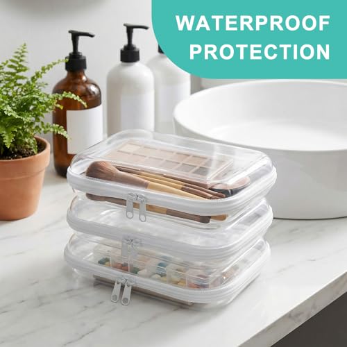 2M+4S Clear Hard Shell Zipper Cases - Travel & Cosmetic Organizer Set