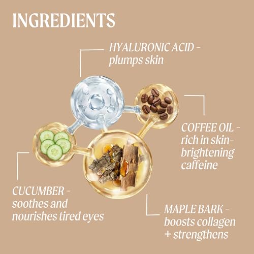 UpCircle Natural Eye Cream with Coffee & Hyaluronic Acid for Dark Circles & Puffiness - Vegan & Cruelty-Free, 0.5 FL OZ