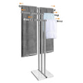Kayfia 40-Inch Stainless Steel Towel Rack with Marble Base, 3 Tiers - Silver