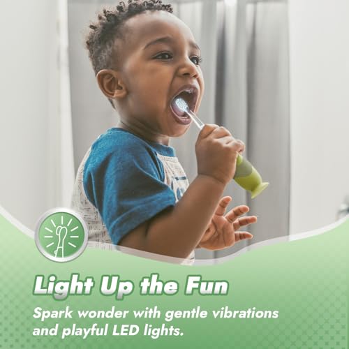 Toddler Sonic Electric Toothbrush for Ages 1-3 with 4 Brush Heads - Dino Cover & LED Timer