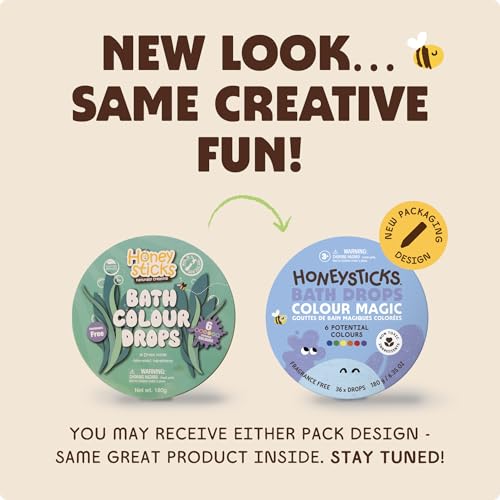 Honeysticks Kids Bath Color Tablets - 36 Fizzing Bath Drops, Non-Toxic & Mess-Free