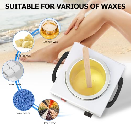 Single Wax Heater Set for Hair Removal with 50 Wooden Sticks & Adjustable Temperature