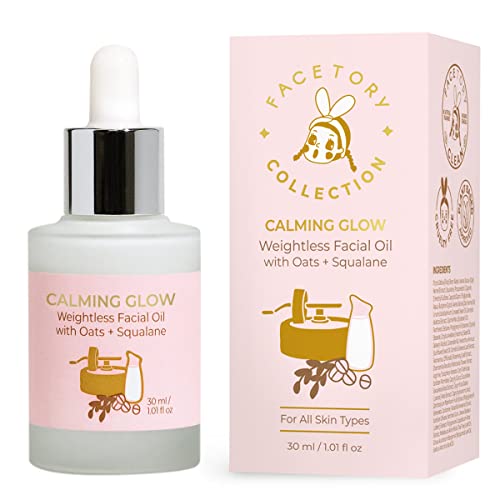 FACETORY Calming Glow Oats Facial Oil & Best of 7 Sheet Mask Bundle - Nourishing Facial Oil for Soothed and Hydrated Skin - 7 Sheet Mask Set for Radiant and Plump Skin