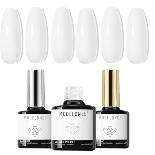 modelones No Wipe Gel Top Coat 2 * 100ml, No Wipe Top Coat Refill, High Gloss Long Lasting Finish for Home Nail Salon