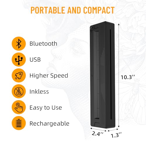 Wireless Bluetooth Tattoo Stencil Printer for Artists & Beginners - Portable, Inkless, Compatible with Phone & PC