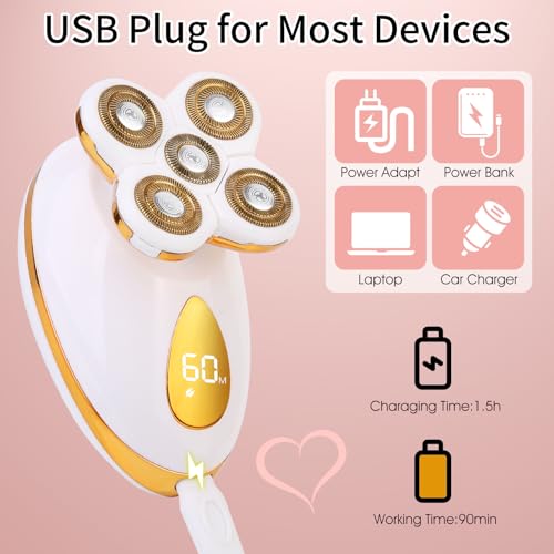 Mosago 5-in-1 Rechargeable Women's Electric Razor - 5 Head Shaver, Painless & Waterproof