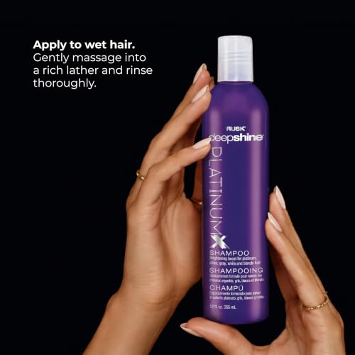 RUSK Deepshine PlatinumX Purple Shampoo 33.8 Oz with Citrus & Honey - Brightening for Blonde & Gray Hair