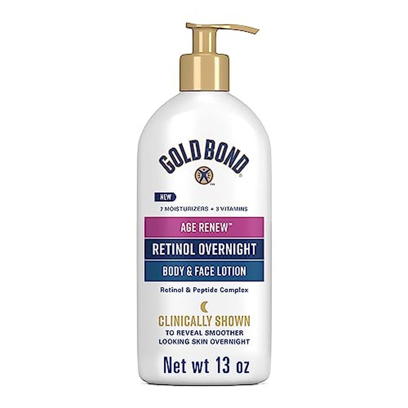 Gold Bond Age Renew Crepe Corrector Body Lotion, Replenishing & Smoothing Formula, 14 oz. & Age Renew Retinol Overnight Body & Face Lotion, With Retinol & Peptide Complex, 13 oz.