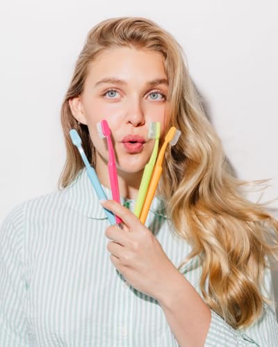 TRASK Luxury Soft Bristle Manual Toothbrush for Adults - Dentist Designed, Reaches Hard-to-Access Areas, Azure