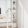 White 6-Tier Narrow Tall Bookcase - 70.5 Inch Slim Wall Shelf for Small Spaces