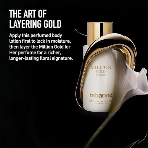 Million Gold For Her Body Lotion for Women - Luxury Moisturizing Scented Lotion with Sparkling Rose, White Flowers & Salty Mineral Musk, Long-Lasting Hydration for Dry Skin, 6.8 oz