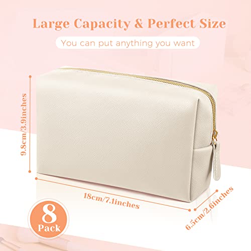 Dunzy Medium Beige Waterproof PU Leather Cosmetic Bag - 8 Pack