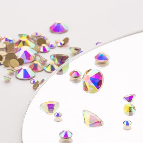 Novani Crystal AB Rhinestones SS40 8.4-8.7mm Flat Back 16 Facets Non-Hotfix 144pcs - Variation 02-Crystal AB