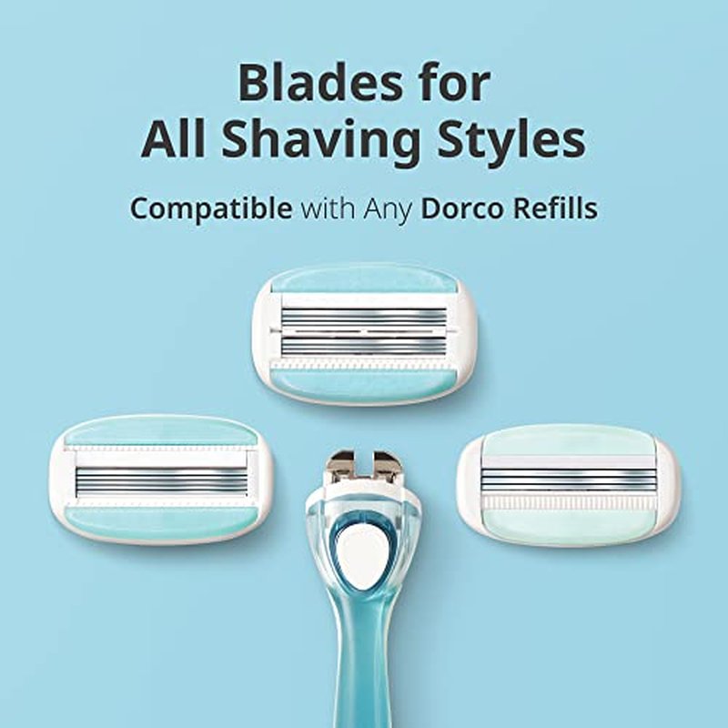 Dorco EVE3 Razor Smooth Touch¢â for Women, Includes 1 Razor Handle and 6 Long-Lasting Razor Blade Refills (Handle + 6 Refills)