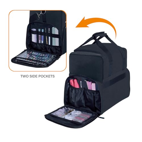 Large Makeup Bag with Removable Cases & Dividers – Travel Cosmetic Organizer, Black
