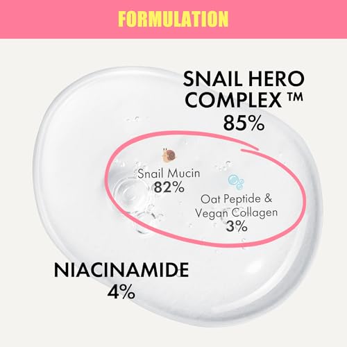 Unscented Snail Mucin 85% Face Serum - Hydrating, Age-Defying, Vegan Collagen, Peptides - 50ml