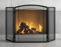 Modern Black 3-Panel Fireplace Screen 48x29in Foldable Heavy Duty Metal Mesh
