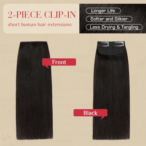 Rich Choices Short Clip-In Hair Extensions - 2PCS Natural Black 8 Inch