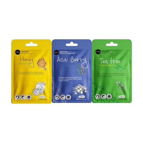 Celavi Essence Facial Sheet Face Mask Variety Set Classic Authentic Korean Moisturizing Skincare (Variation 1, 12 Count (Pack of 2))