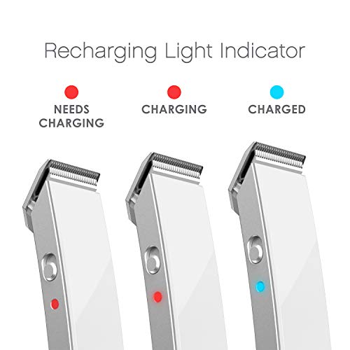 Pure Enrichment TRYM Lithium Rechargeable Beard Trimmer - 11-Piece Grooming Kit with Cordless Use, Charging Dock, 4 Trim Attachments, Cleaning Brush, Clipper Oil, and Drawstring Travel Bag (White)